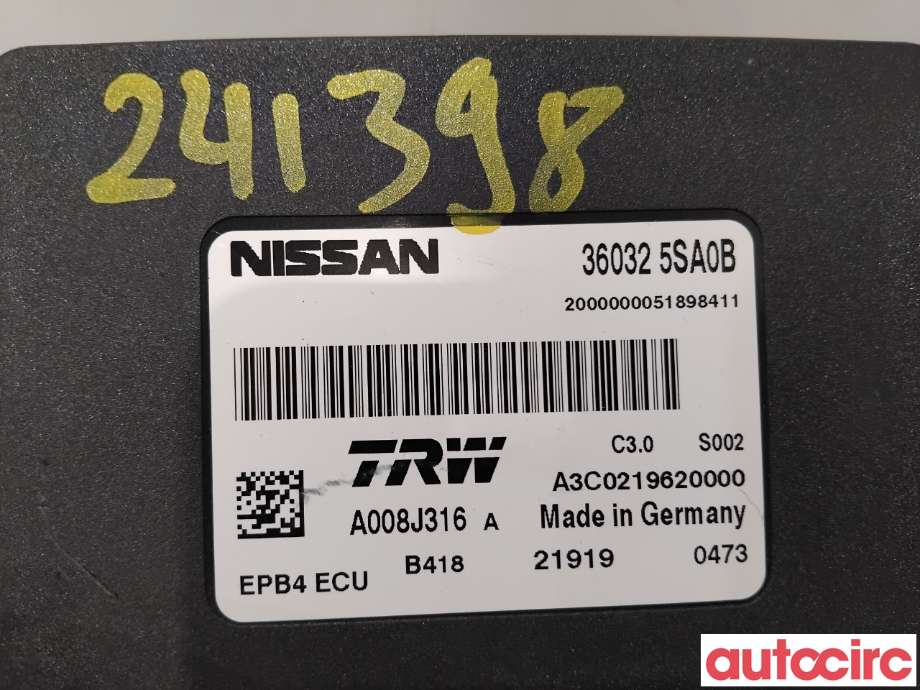 Styreenhet elektrisk parkbrems (EPB - Electric Parking Brake) til Nissan Leaf 2018-->> (Type II)  (NISSAN|360325SA0B|A3C0219620000)
