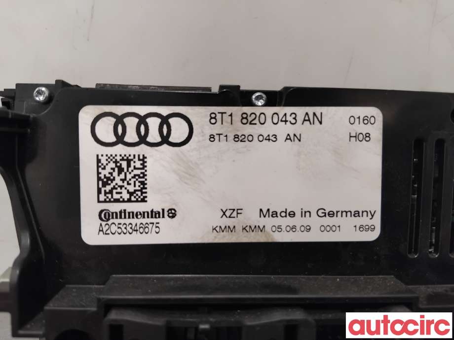 Varmeapparat betjening til Audi Q5 2008-2012 (Type I, Fase 1)  (AUDI|8T1820043AH|A2C53346675|8T1820043AS)