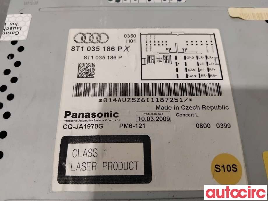 Bilstereo til Audi Q5 2008-2012 (Type I, Fase 1)  (AUDI|8T1057186PX|CQ-JA1970G|8T1035186P)