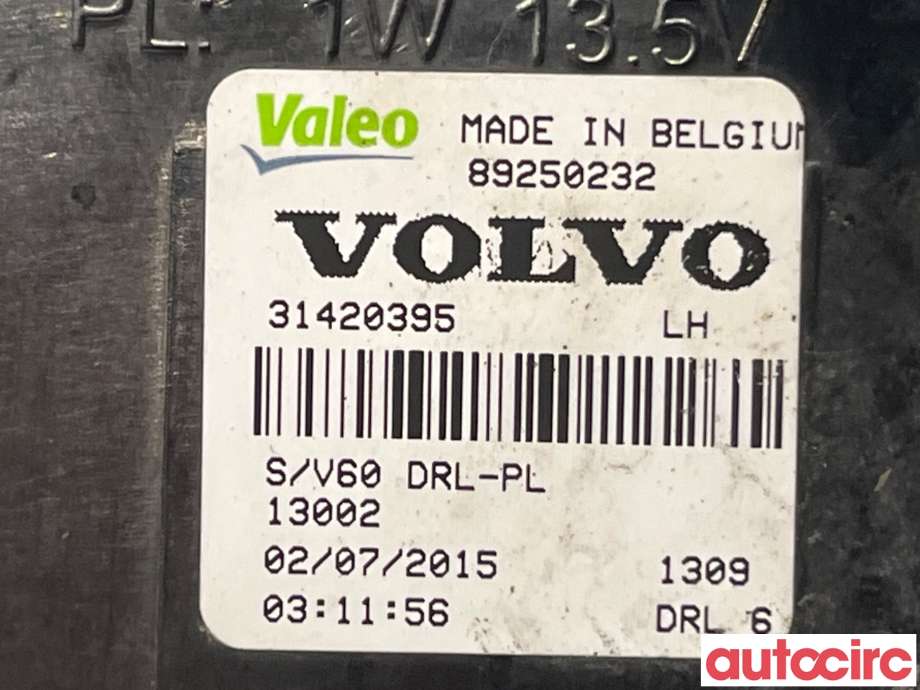 Tåkelykt høyre foran til Volvo S60 2014-2019 (Type II, Fase 2)  (VOLVO|31353289)