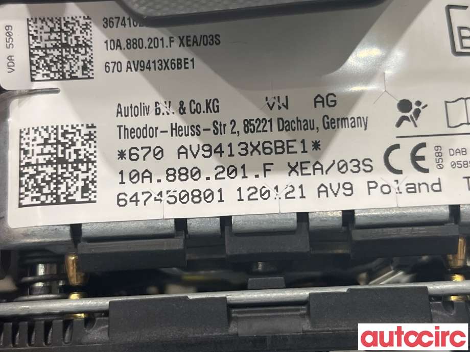Airbag rattpute til VW ID.4 2020-->>  (VOLKSWAGEN ID4|10A880201F)