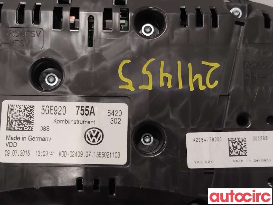 Instrumentpanel til VW e-Golf 2014-2017 (Fase 1)  (VOLKSWAGEN|5GE920755A|A2C94778000)