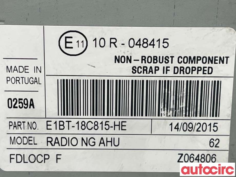 Bilstereo til Ford Fiesta 2017-->> (Type VII)  (FORD|2426002|10R-048415|E1BT-18C815-HE)