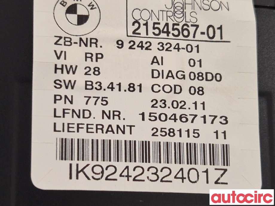 Instrumentpanel til BMW 1-Serie 2004-2011 (E81/E82/E87/E88) (E81/E82/E87/E88) (BMW|62109283794||62109283793)