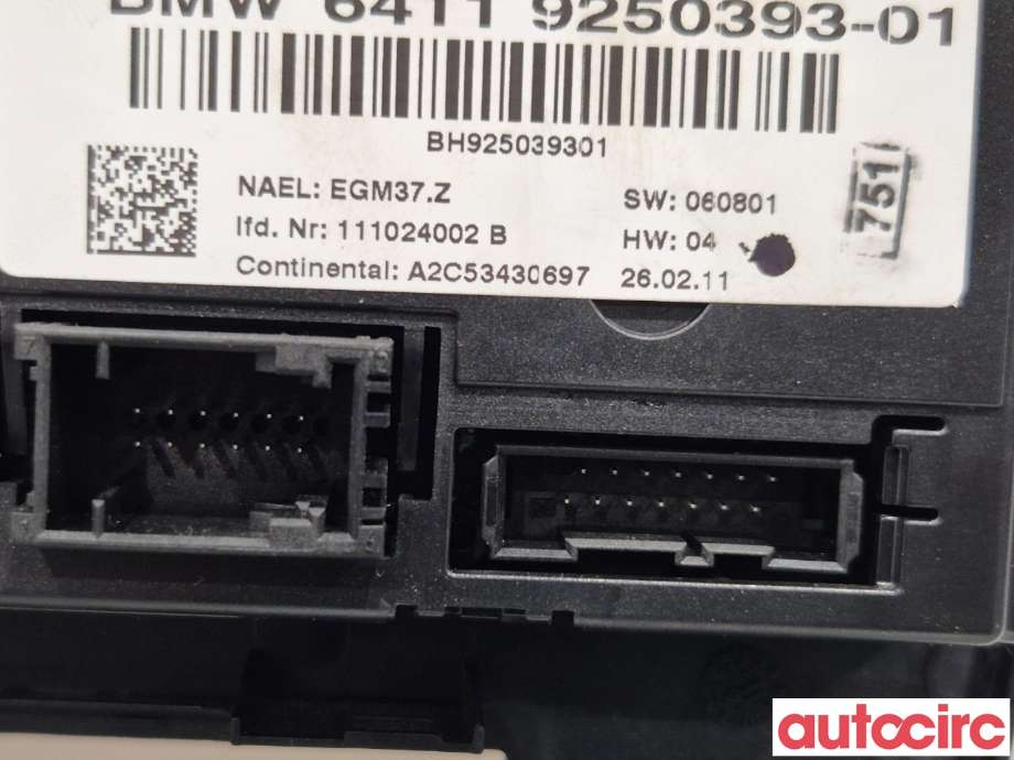 Varmeapparat betjening til BMW 1-Serie 2004-2011 (E81/E82/E87/E88) (E81/E82/E87/E88) (BMW|64119292262|A2C53430697|64119250393)