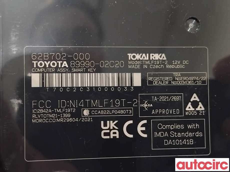 Styreenhet nøkkelfri/keyless til Toyota Corolla 2019-->>  (TOYOTA|899H002860|62B702-000|89990-02C20)