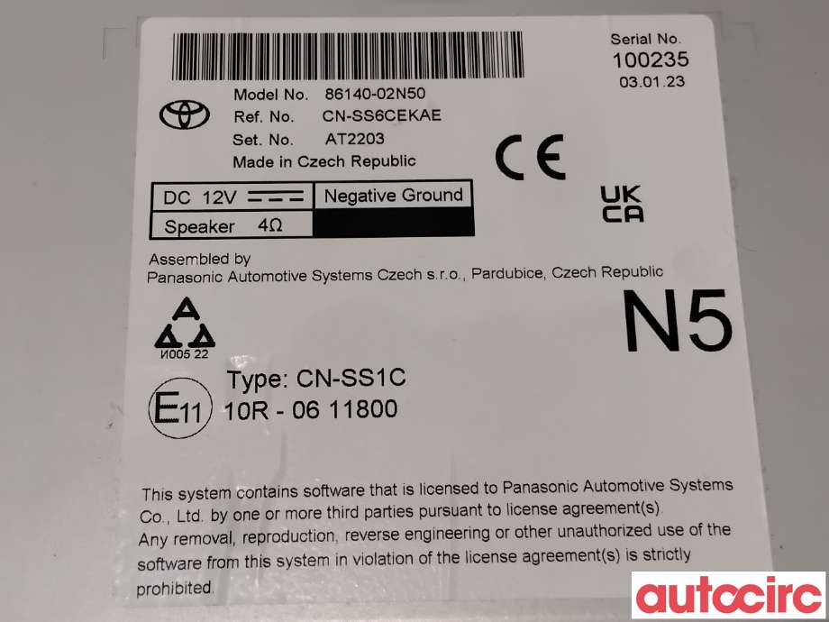 Bilstereo navigasjon til Toyota Corolla 2019-->>  (TOYOTA|8614002N50|CN-SS6CEKAE|86140-02N50)