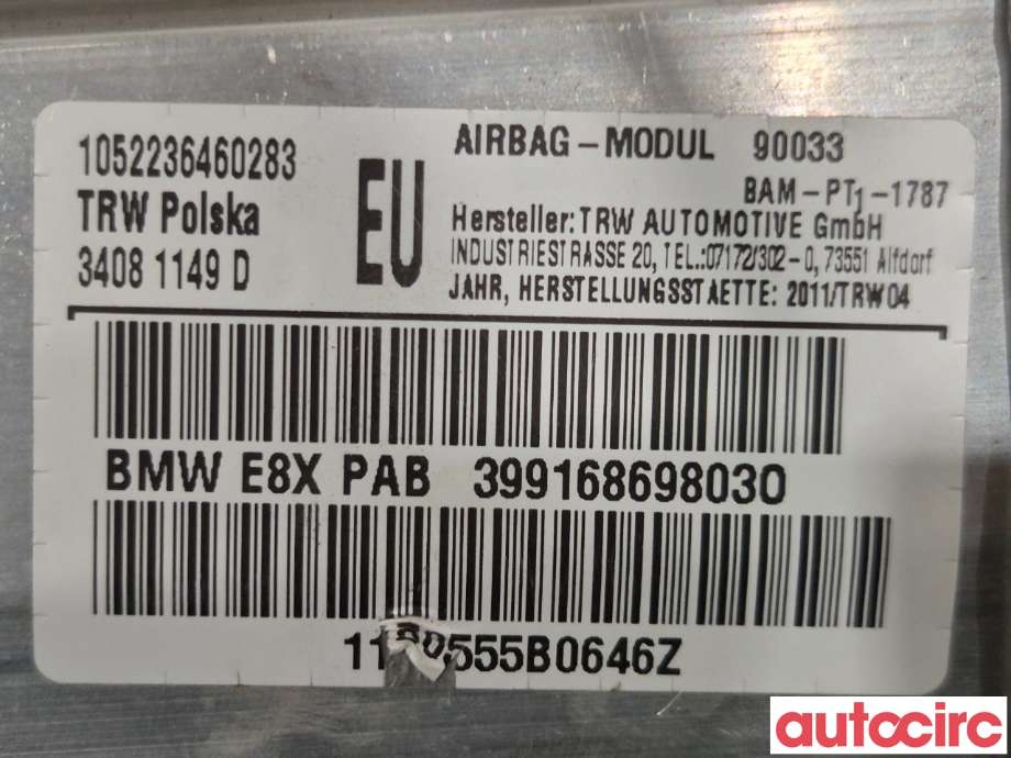 Airbag passasjer til BMW 1-Serie 2004-2011 (E81/E82/E87/E88) (E81/E82/E87/E88) (BMW|72129168698|)