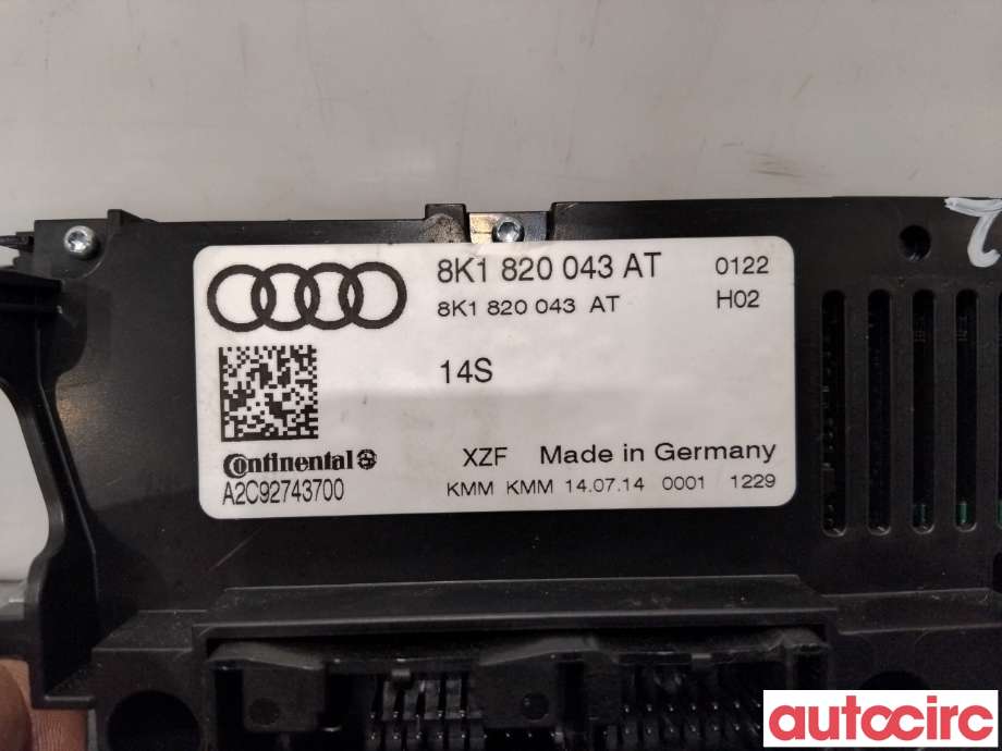 Varmeapparat betjening til Audi A5 2007-2016 (Type I)  (AUDI|8K1820043AT|A2C92743700)