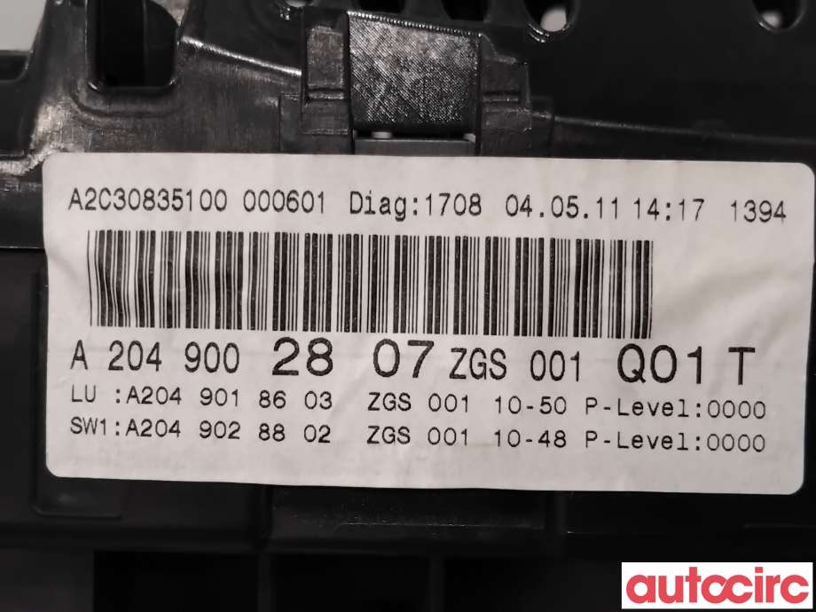 Instrumentpanel til Mercedes C-Klasse 2011-2014 (Fase 2) (W204) (W204) (MERCEDES|A2049000209|A2C30835100|A2049002807)