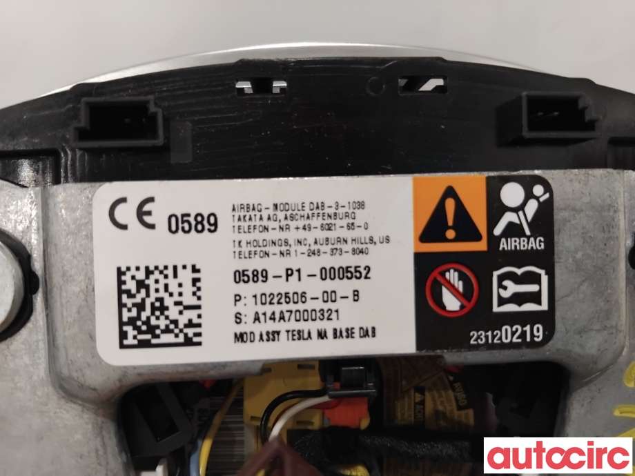 Airbag rattpute til Tesla Model S 2013-2016 (Fase 1)  (TESLA|1022506-00-B|)