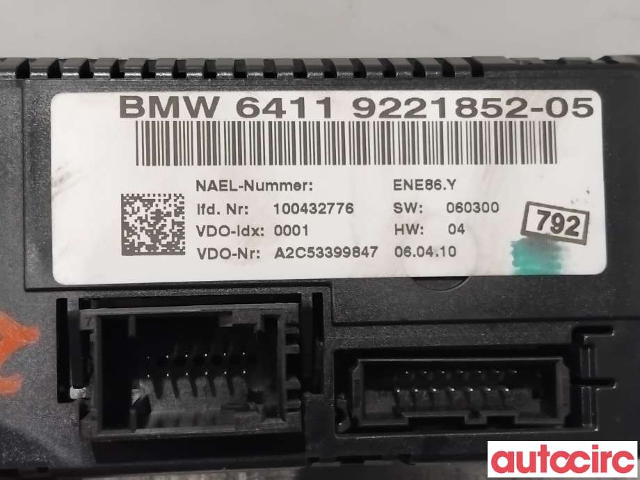 Varmeapparat betjening til BMW 3-Serie 2005-2011 (E90/E91/E92/E93) (E90/E91/E92/E93) (BMW|64119292262|A2C53399847|64119221852)