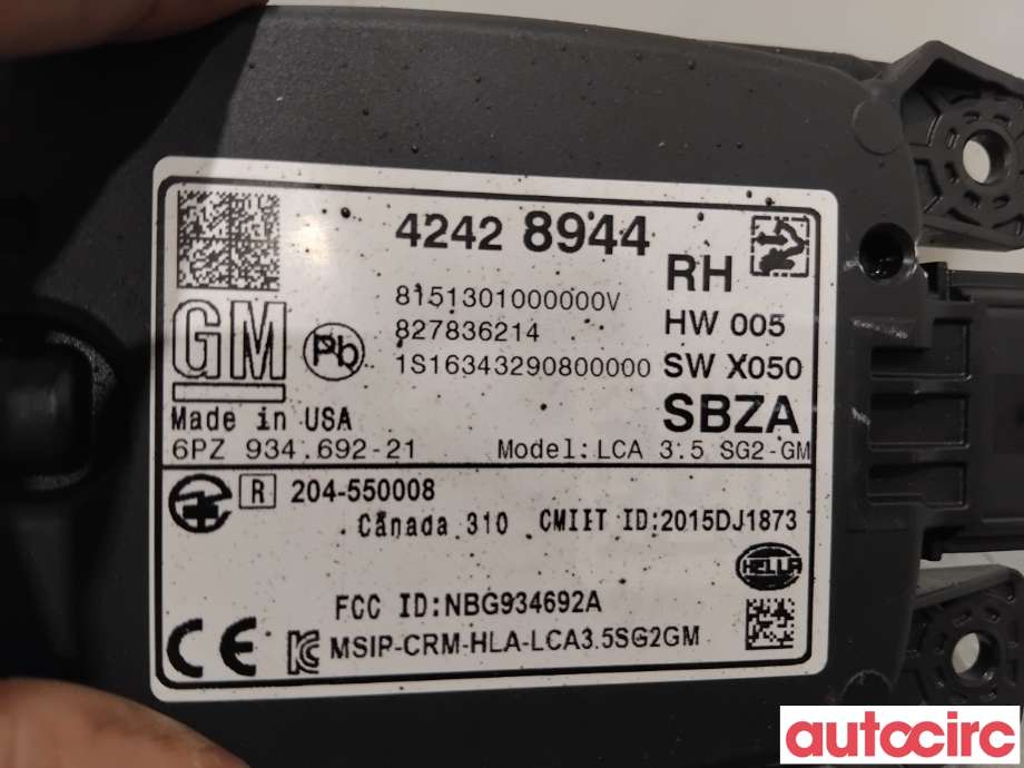 Sensor radar til Opel Ampera-e 2017-->> (Type II)  (OPEL|23395664|6PZ934692-21|42625293)