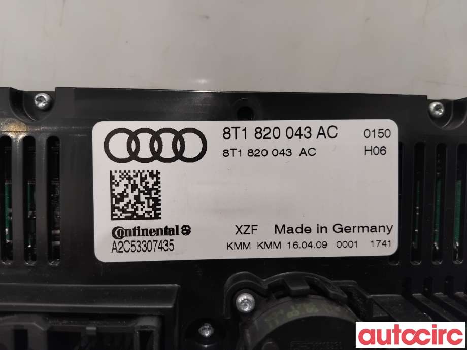 Varmeapparat betjening til Audi Q5 2008-2012 (Type I, Fase 1)  (AUDI|8T1820043AK|A2C53307435|8T1820043AC)