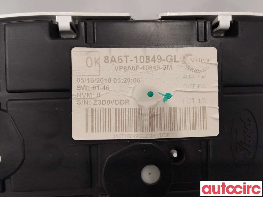 Instrumentpanel til Ford Fiesta 2008-2012 (Type VI, Fase 1)  (FORD|1786848|8A6T-10849-AH|)