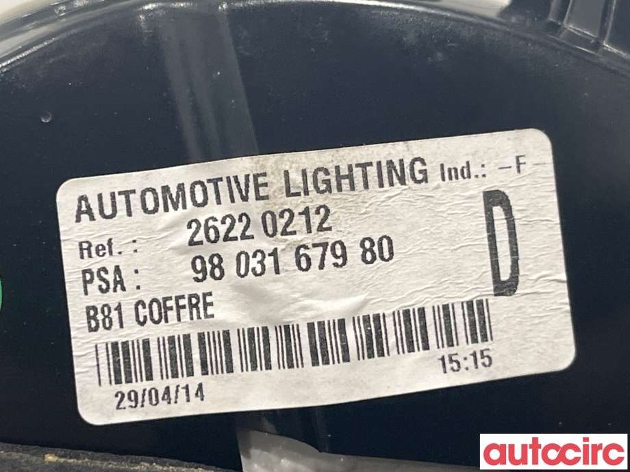 Baklykt venstre indre til Citroën DS5 2012-2017  (CITROEN|9803167980)