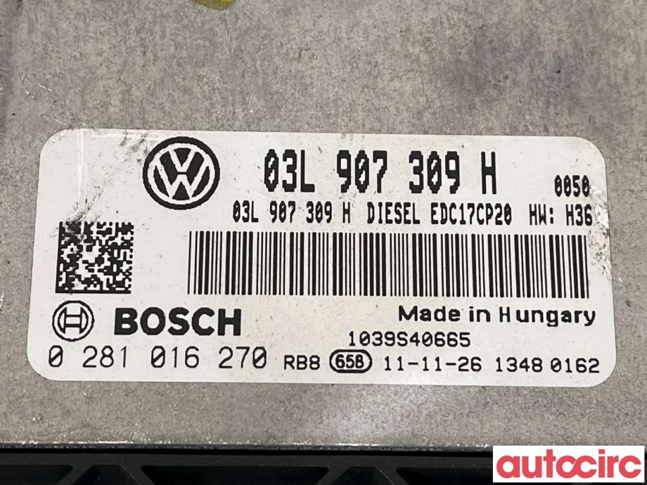 Styreenhet motor til VW Transporter / Caravelle 2009-2015 (Fase 2) (T5) (T5) (VOLKSWAGEN|03L906022JE|0281016270|03L907309H)