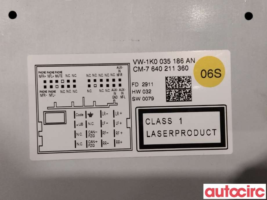 Bilstereo til VW Golf VI 2008-2012  (VOLKSWAGEN|1K0057187NX|)