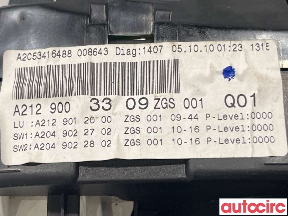 Instrumentpanel til Mercedes E-Klasse 2009-2013 (Fase 1) (W212) (W212) (MERCEDES|A2129003309)