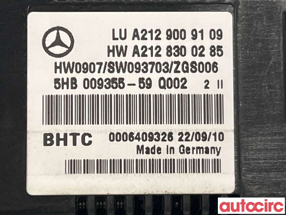 Varmeapparat betjening til Mercedes E-Klasse 2009-2013 (Fase 1) (W212) (W212) (MERCEDES|A2129009109)