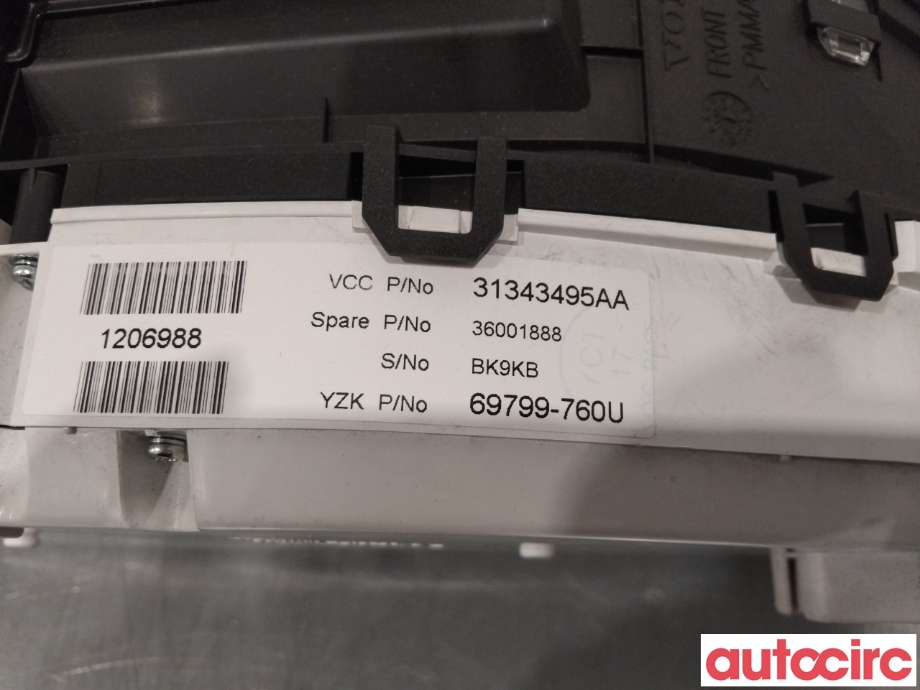 Instrumentpanel til Volvo S60 2010-2014 (Type II, Fase 1)  (VOLVO|36001888|31343495|)