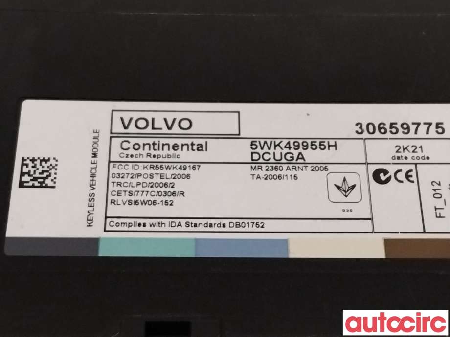 Styreenhet nøkkelfri/keyless til Volvo S60 2010-2014 (Type II, Fase 1)  (VOLVO|31419588|30659775|)
