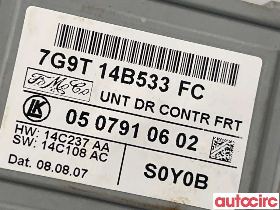 Styreenhet dør venstre foran til Ford Mondeo 2007-2010 (Type IV, Fase 1)  (FORD|1481797||7G9T14B533FC)