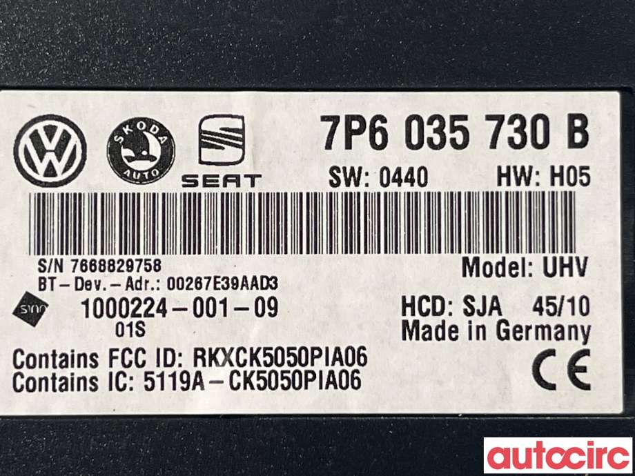 Dashbord telefon til VW Passat 2011-2015 (B7) (B7) (VOLKSWAGEN|5K0035730J|)