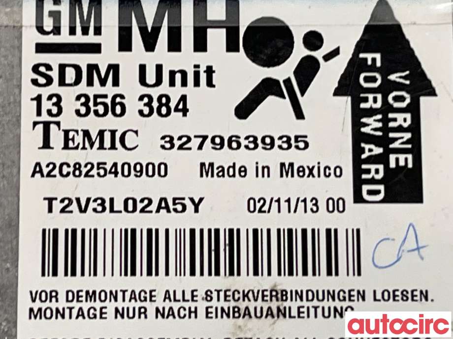 Airbag elektronikk til Opel Corsa D 2006-2014 (OPEL|13356384)