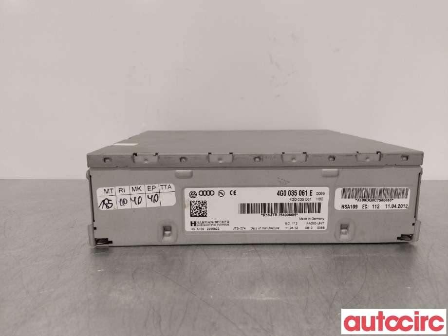 Bilstereo til Audi A6 2011-2014 (Type IV, Fase 1) (C7) (C7) (AUDI|4G0035061Q|)