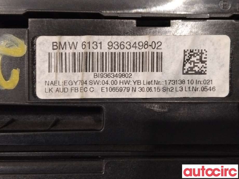 Varmeapparat betjening til BMW 3-Serie 2012-2018 (F30/F31/F34) (F30/F31/F34) (BMW|64119363546|)