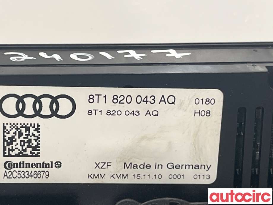 Varmeapparat betjening til Audi A5 2007-2016 (Type I)  (AUDI|8T1820043AK|A2C53346679|8T1820043AQ)