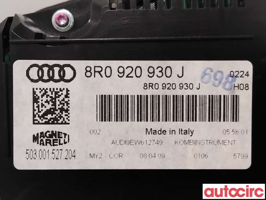 Instrumentpanel til Audi Q5 2008-2012 (Type I, Fase 1)  (AUDI|8R0920830KX|503001527204|8R0920930K)