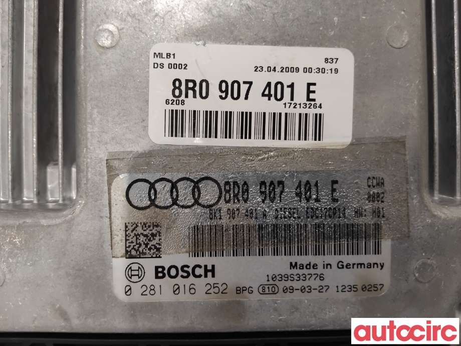 Styreenhet motor til Audi Q5 2008-2012 (Type I, Fase 1)  (AUDI|8R0907401J|0281016252|8R0907401E)