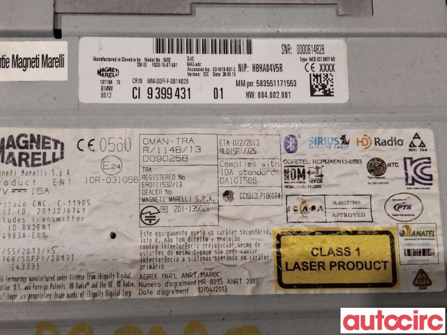 Bilstereo til BMW 3-Serie 2012-2018 (F30/F31/F34) (F30/F31/F34) (BMW|65128791768|)