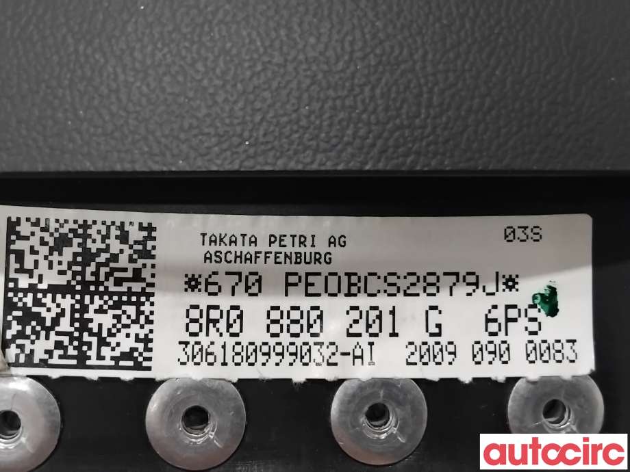 Airbag rattpute til Audi Q5 2008-2012 (Type I, Fase 1)  (AUDI|8R0880201E|306180999032-AI|8R0880201AS)