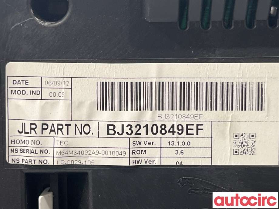 Instrumentpanel til Land Rover Range Rover, Evoque 2011-2019 (Type I)  (LAND-ROVER|LR034164)