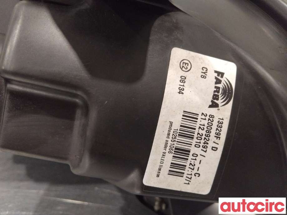 Frontlykt venstre halogen til Renault Clio 2009-2012 (Type III, Fase 2)  (RENAULT|8200892497|260603106R|7701072012)