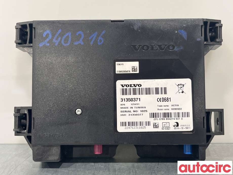 Styreenhet diverse til Volvo XC70, 2008-2013 (Type II, Fase 1)  (VOLVO|36000663)