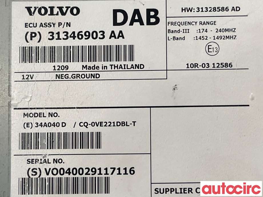 Bilstereo diverse til Volvo XC70 2008-2013 (Type II, Fase 1)  (VOLVO|31667303|CQ-0VE221DBL-T|31328586)