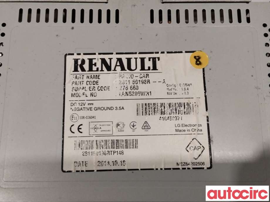 Multimedia display (MCU - Media Controller Unit) til Opel Vivaro B 2014-2019  (OPEL|93460639|)
