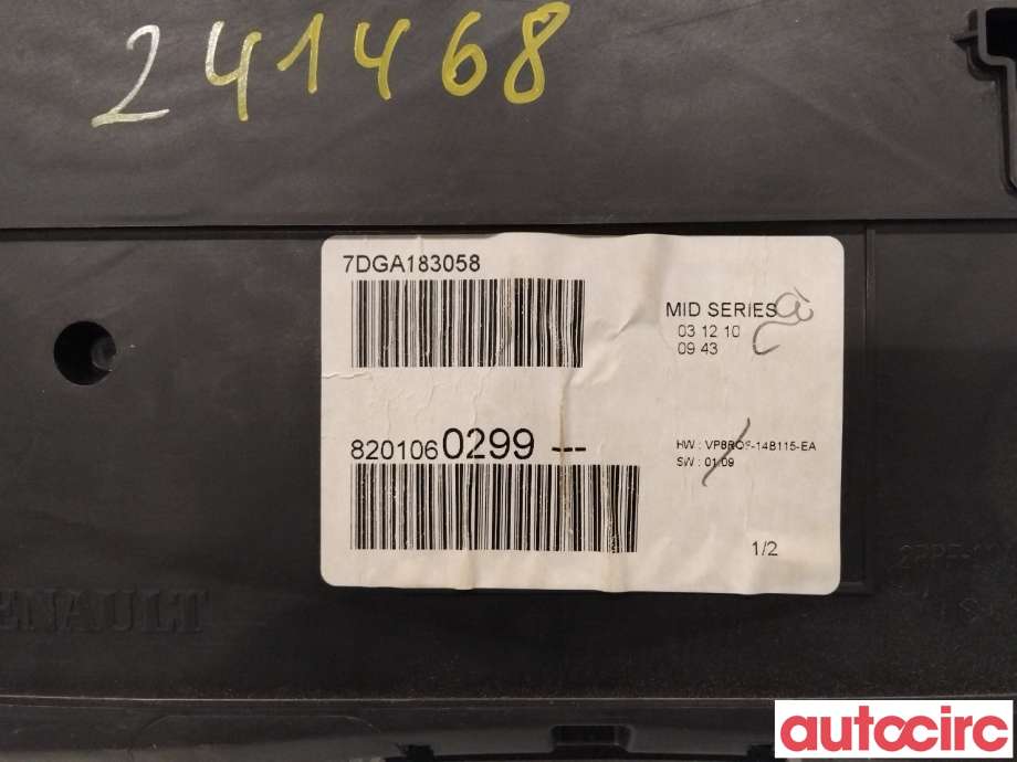 Instrumentpanel til Renault Clio 2009-2012 (Type III, Fase 2)  (RENAULT|8200961047|)