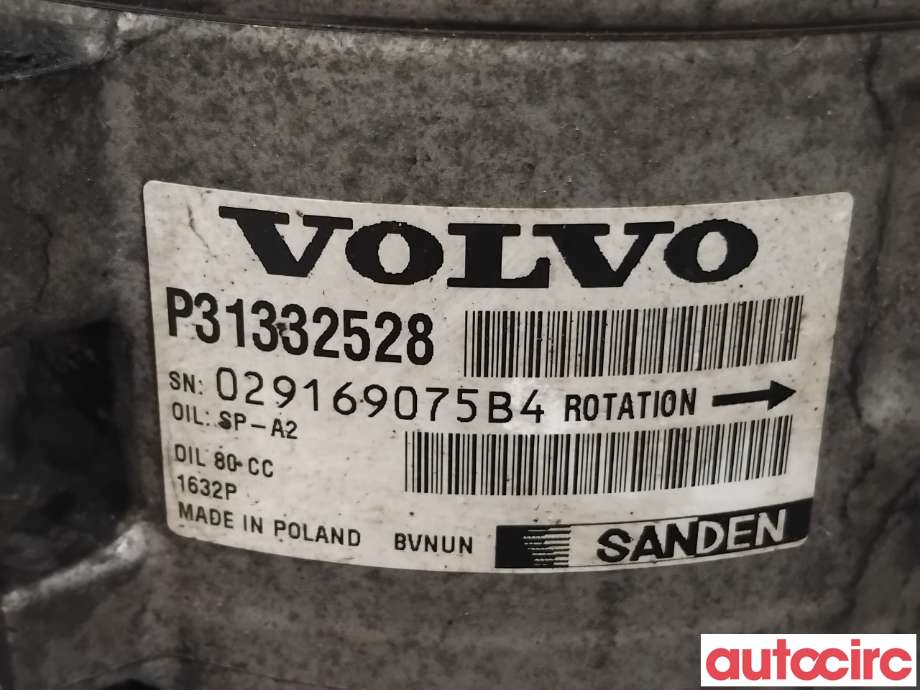 Aircondition kompressor til Volvo S60 2014-2019 (Type II, Fase 2)  (VOLVO|36010254|1632|31332528)