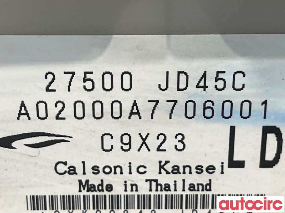 Varmeapparat register til Nissan Qashqai 2007-2010 (Type I, Fase 1)  (NISSAN|27500JD45C|A02000A7706001|)