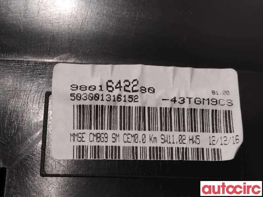 Instrumentpanel til Citroën Berlingo 2015-2019 (Type II, Fase 2)  (CITROEN|9801642280|)