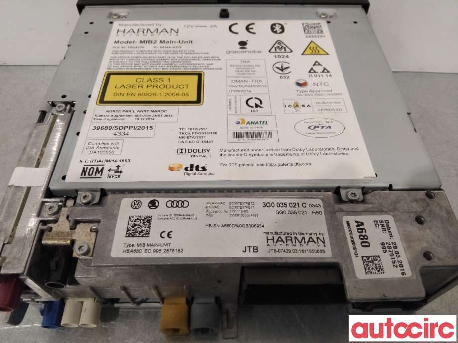 Bilstereo til VW Tiguan 2016-2020 (Type II, Fase 1) (VOLKSWAGEN|3G0035021C|)