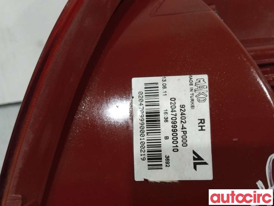 Baklykt høyre til Hyundai i20 2009-2014 (Type I)  (HYUNDAI|924024P000|)