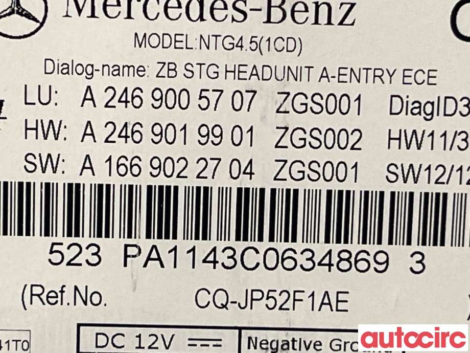 Bilstereo til Mercedes A-Klasse 2012-2018 (W176) (W176) (MERCEDES|A2469003108)