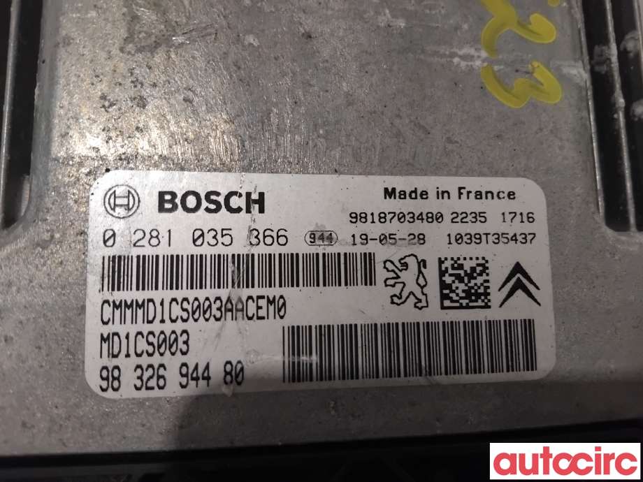 Styreenhet motor til Peugeot Partner 2019-->> (Type III)  (PEUGEOT|1659555480|0281035366|9832694480)