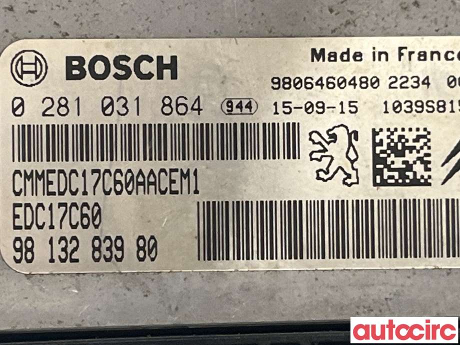 Styreenhet motor til Peugeot Partner 2015-2019 (Type II, Fase 2)  (PEUGEOT|1677617980|0281031864|9813283980)